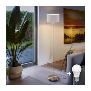LED Stojací lampa TUNJA 1xE27/20W/230V pr. 30 cm matný chrom/bílá 1xSA2188+1xEG32487 obraz