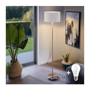 LED Stojací lampa TUNJA 1xE27/20W/230V pr. 38 cm matný chrom/bílá 1xSA2188+1xEG32482 obraz