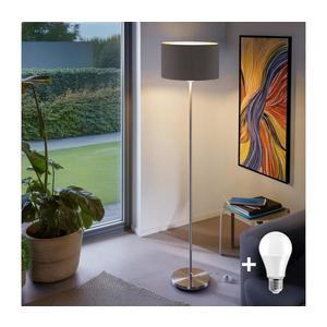 LED Stojací lampa TUNJA 1xE27/20W/230V pr. 38 cm matný chrom/taupe 1xSA2188+1xEG32483 obraz