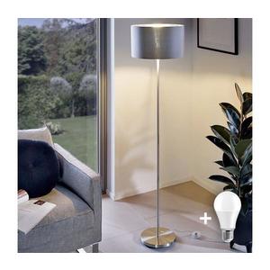 LED Stojací lampa TUNJA 1xE27/20W/230V pr. 38 cm matný chrom/šedá 1xSA2188+1xEG32484 obraz
