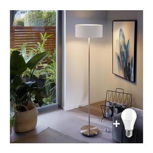 LED Stojací lampa TUNJA 1xE27/20W/230V pr. 38 cm matný chrom/bílá 1xSA2188+1xEG32471 obraz