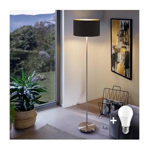 LED Stojací lampa TUNJA 1xE27/20W/230V pr. 38 cm matný chrom/černá 1xSA2188+1xEG32486 obraz