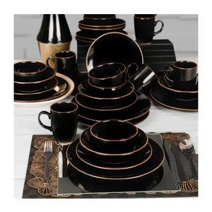 Jídelní sada 30 ks černá/zlatá/kamenina 275KRM1730 obraz