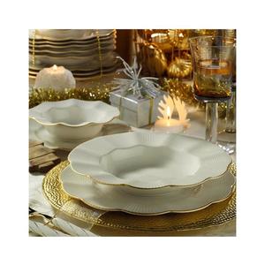 Jídelní sada 24 ks bílá/zlatá/porcelán 710KTP2482 obraz