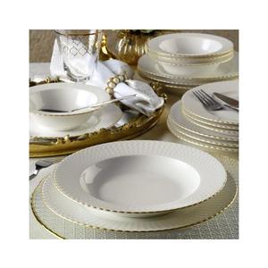 Jídelní sada 24 ks bílá/zlatá/porcelán 710KTP2490 obraz