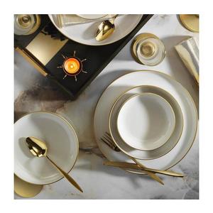 Jídelní sada 18 ks béžová/zlatá/porcelán 710KTP3603 obraz