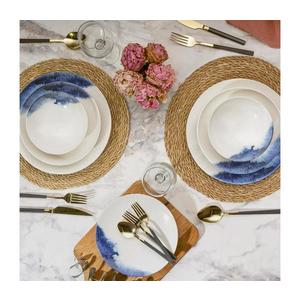 Jídelní sada 24 ks bílá/modrá/porcelán 387GRP1349 obraz