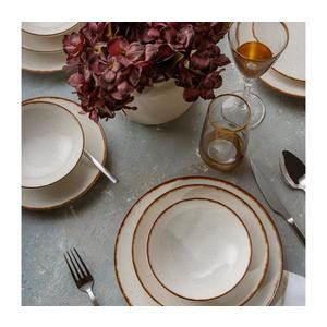 Jídelní sada 24 ks béžová/hnědá/porcelán 387GRP1381 obraz