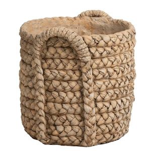 Hnědý cementový květináč s pleteným vzorem z listů Leavia - 32*34*31cm 90264 obraz
