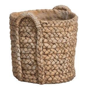 Hnědý cementový květináč s pleteným vzorem z listů Leavia - 37*38*38cm 90265 obraz