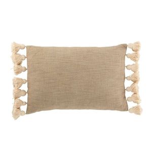 Taupe polštář se střapci a výplní Pompom - 50*35cm 22821 obraz
