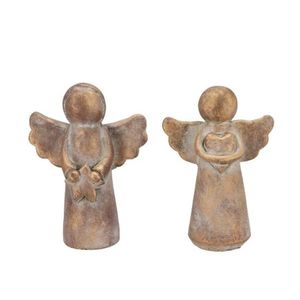 2ks zlatá antik cementová dekorace anděl se srdcem Angel Gold - 11*6*17 cm 573425 obraz