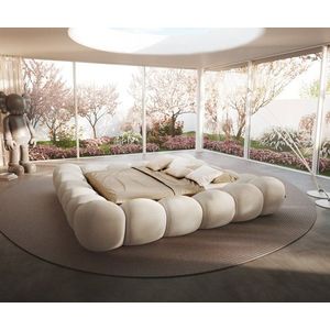 Čalouněná postel Perlla 180x200 cm bouclé krémovo-bílá obraz