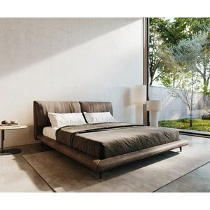 Čalouněná postel Cusino 180x200 cm mikrovlákno taupe vintage obraz