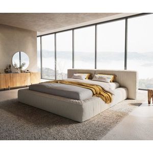 Čalouněná postel Coperti 180x200 cm bouclé krémovo-bílá obraz