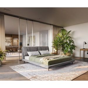 Čalouněná postel Cusino 180x200 cm mikrovlákno šedá obraz