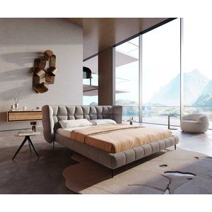 Čalouněná postel Capujo 180x200 cm bouclé stříbrně šedá obraz