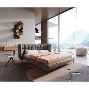 Čalouněná postel Capujo 180x200 cm mikrovlákno taupe vintage obraz