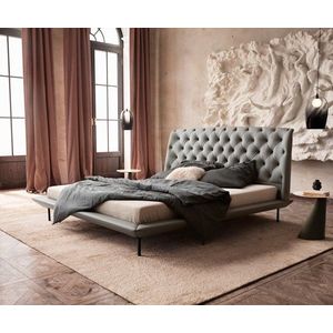 Čalouněná postel Rafinata 180x200 cm koženka světle šedá obraz