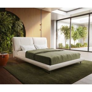 Čalouněná postel Cusino 140x200 cm bouclé krémovo-bílá obraz