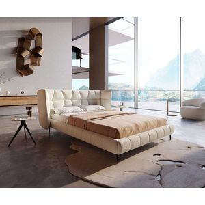 Čalouněná postel Capujo 140x200 cm bouclé krémovo-bílá obraz