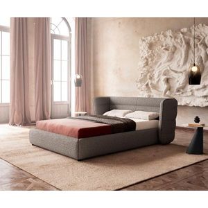 Čalouněná postel Simea 140x200 cm bouclé stříbrně šedá obraz