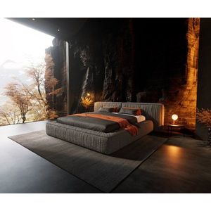 Čalouněná postel Coperti 180x200 cm bouclé stříbrně šedá obraz