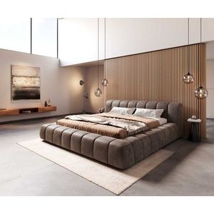 Čalouněná postel Cutio 180x200 cm mikrovlákno taupe vintage obraz