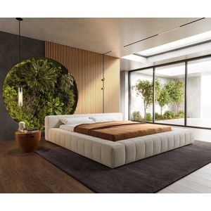 Čalouněná postel Espazio 180x200 cm bouclé krémovo-bílá obraz