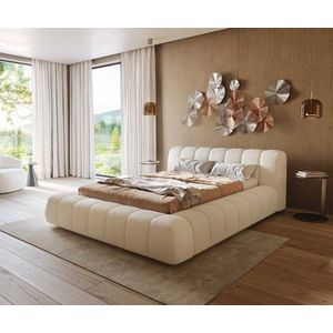 Čalouněná postel Cutio 140x200 cm bouclé krémovo-bílá obraz