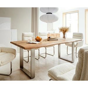 Jídelní stůl Edge 200x100 XL akácie přírodní nerezová ocel úzký obraz