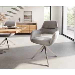 Jídelní židle Yago-Flex s područkami samet šedá křížová podnož obraz
