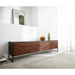 TV stolek Vaag 200 cm sheesham přírodní mango černá 4 dvířka obraz