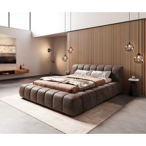 Čalouněná postel Cutio 140x200 cm mikrovlákno taupe vintage obraz