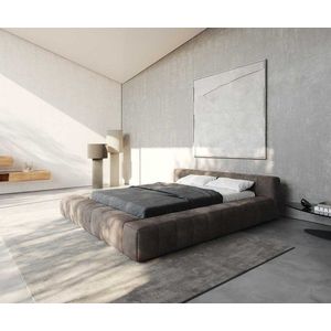 Čalouněná postel Espazio 140x200 cm mikrovlákno taupe vintage obraz