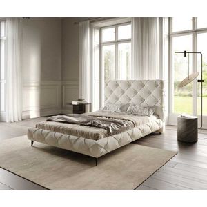 Čalouněná postel Nayara 140x200 cm bouclé krémovo-bílá obraz