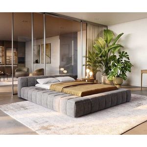 Čalouněná postel Espazio 140x200 cm mikrovlákno šedá s úložným obraz