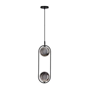 Elegantní závěsná lampa CORDEL - černá s grafitovými kuličkami - minimalistické osvětlení obývacího pokoje 2x G9 LED obraz