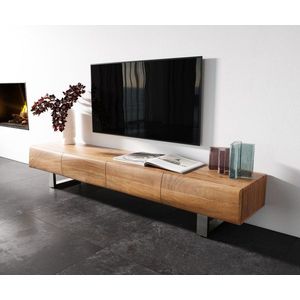 Lowboard New Live-Edge 200 cm přírodní akácie 4 dvířka běhoun obraz