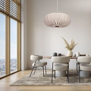 Skandinávská závěsná lampa CAFEE' s béžovým stínidlem ve stylu frappé 66 cm - moderní stropní osvětlení do obývacího pokoje a jídelny E27 obraz