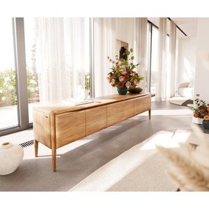 TV stolek Simcha 220 cm přírodní akácie 4 dvířka 2 zásuvky obraz