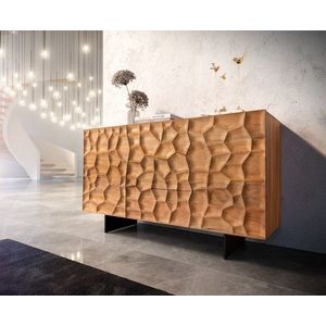 Komoda Solu 145 cm přírodní akácie 2 dvířka 3 zásuvky 3D obraz