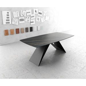 Jídelní stůl Edge zaoblená 200x100cm Laminam® keramika hnědá obraz