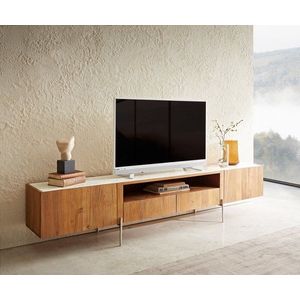 TV stolek Secara 220 cm akácie přírodní 2 dvířka 2 zásuvky obraz