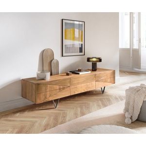 TV stolek Wyatt 175 cm akácie přírodní 1 výklopná dvířka obraz