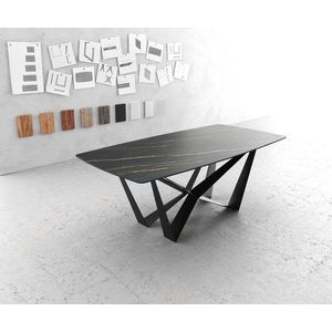 Jídelní stůl Edge zaoblená 200x100cm Laminam® keramika hnědá obraz