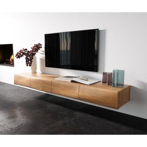 TV stolek Nová 200 cm přírodní akácie 4 dvířka závěsné obraz