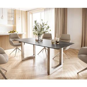 Jídelní stůl Edge 200x100 cm keramika zaoblená Laminam® Noir obraz