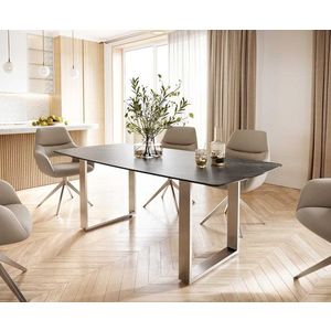 Jídelní stůl Edge 200x100 cm keramika zaoblená Laminam® Noir obraz