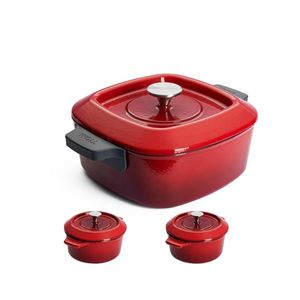 Woll Sada litinového hrnce 24 × 24 cm a dvou mini hrnců Ø 10 cm, Iron, červená PB-CI-SET-0005-010 obraz